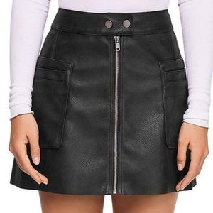 Free People Vegan Leather Zipper Skirt